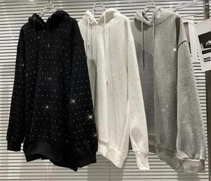 Pull-over à capuche XL personnalisé pour hommes Sweat-shirt en molleton de coton brodé de luxe Streetwear Sparkly Bling Diamond Rhinestone XS - Product Image 5