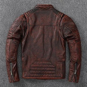 Chaquetas de moto Vintage para hombre, chaqueta de cuero 100%, abrigo de cuero de vaca genuino, ropa de motorista para hombre, otoño - Product Image 3