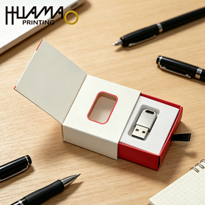 Custom Logo USB Flash Drive <b>Packaging</b> Box with Window & EVA Insert Sliding Drawer Style Paper Gift Box for Pendrive Electronics - Product Image 1
