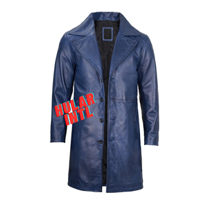 เสื้อแจ็คเก็ตหนังผู้ชายสำหรับขี่มอเตอร์ไซค์ฤดูหนาวเสื้อโค้ทยาวมีปกและกระดุมสี่กระเป๋า - Product Image 5