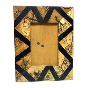 Cadre photo en résine noire fait à la main avec incrustation de nacre Décoration intérieure en bois acrylique - Product Image 1