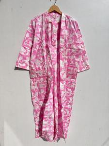 Kimono en coton indien à imprimé floral, robe de chambre d'été, vêtement de nuit, robe de plage, peignoir, vêtement de nuit pour femmes - Product Image 5