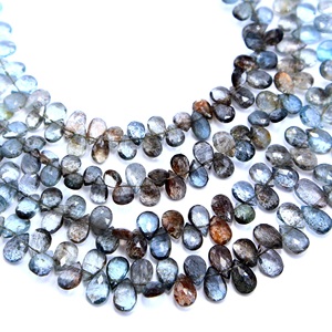 Musgo aguamarina facetado lágrima forma de pera cuentas de piedra naturales hechas a mano 7X4MM a 8X4MM aprox. 8 pulgadas para la fabricación de joyas - Product Image 1