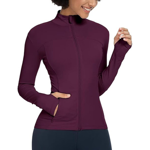 Full Zip Workout Top Women Lightweight Stretchy Jacket Soft Yoga Athletic Wear Comfort Nylon Spandex <b>Blend</b> - Product Image 1