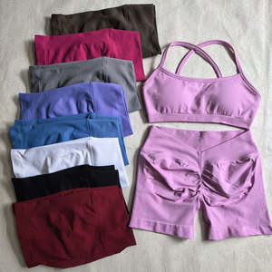 Ensemble de vêtements de sport pour femmes, de haute qualité, à cordon de serrage, 2 pièces, sans couture, pour le yoga, la salle de sport - Product Image 4