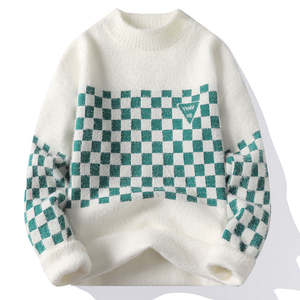 Pull en maille de haute qualité pour homme, décontracté, pull d'hiver, épais, chaud, en laine, col montant, respirant, séchage rapide, uni, devant - Product Image 3