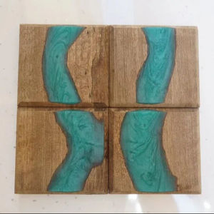 จานรองแก้วไม้และอีพอกซีเรซิน, จานรองแก้วของขวัญพิธีขึ้นบ้านใหม่, จานรองแก้วไม้, จานรองแก้วเครื่องดื่มสไตล์แฮนด์เมด - Product Image 1