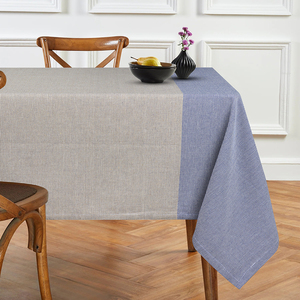 Blue Chambray Stripes 90x90 CM 200 GSM 100% Cotton Square Pattern <b>Table</b> <b>Cloth</b> Woven Technique for Weddings <b>Parties</b> Outdoor Use - Product Image 1