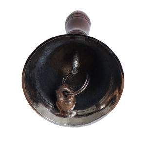 Regalo de Navidad de campana vintage de 6 pulgadas con impresión personalizada con mango de madera y acabado de latón plateado para entusiastas de la artesanía de metal - Product Image 6