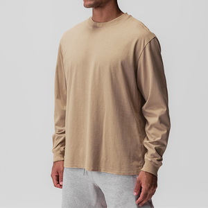 Camiseta de manga larga para hombre, Camiseta deportiva de secado rápido con estampado de logotipo y cuello simulado, 95 algodón, 5 licra, manga larga, para gimnasio - Product Image 5