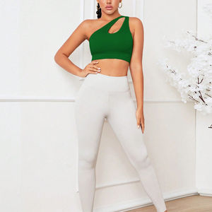 Logo personnalisé Gym Workout Fashion Soutien-gorge de sport à une épaule pour les femmes Fitness Wear Respirant Vêtements de sport pour femmes Yoga Top Vest - Product Image 6