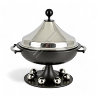 Tajine moderne écologique en acier inoxydable avec support de 24 cm de diamètre, plat de cuisson et de service rond élégant pour la maison et la restauration