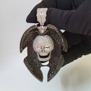 Personnalité Rappeur Bijoux 925 Sterling Silver Micro Pavé Moissanite Diamant Personnalisé Crâne Hip Hop Glacé Visage Pendentif - Product Image 4