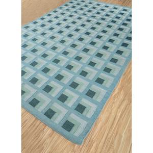Blue Geometric Diamond Wool <b>Rugs</b> Handmade Checkers Flat Weaves for Bedroom/Living High Rectangle Hallway ADWL-13024 for Teens - Product Image 2