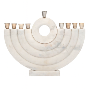 Nouveauté : Menorah en résine dorée et brune avec bougies pour Hanoucca, chandelier juif unique pour la célébration des fêtes - Product Image 5