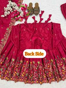 Salwar Kameez de Bollywood en crêpe de soie naturelle en polyester de créateur, longueur au sol, avec broderie de sequins lourds de 5 mm, Plazzo Dupatta pour les fêtes - Product Image 6