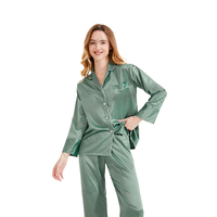 Conjunto de Pijamas para Mujer, Nuevo Diseño, Cintura Elástica, Cintura Alta, Mangas Largas, Largo hasta la Rodilla, Logotipo Frontal, Tela de Rizo, Transpirable para Invierno