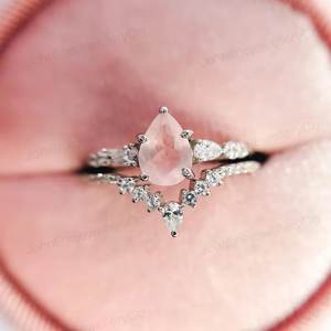 Quartz Rose Naturel Pierre 925 Sterling Argent Classique Design À La Mode Bague Femmes Anniversaire Anniversaire Cadeaux En Gros En Vrac - Product Image 1