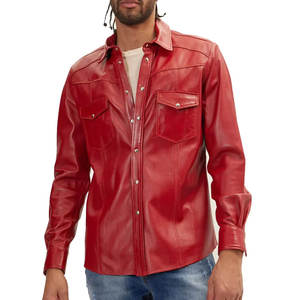 Vêtements d'extérieur, chemise en cuir pour homme, vente chaude, col montant, respirante, style décontracté, prix bas, fabrication en usine, 2024 - Product Image 1