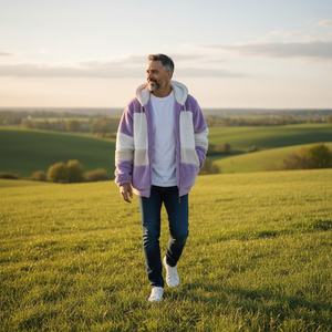 Mens Solid Sherpa <b>Hoodie</b> Jacket Plush Fleece Zip-Up Winter Coat Hood | <b>Soft</b> Warm 100% Cotton Waterproof Windproof - Product Image 2