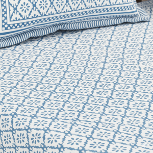 Sábana de Algodón Estampada Geométrica Azul Más Vendida para Decoración de Dormitorio Moderno y Elegante, Suministro Mundial Disponible - Product Image 5