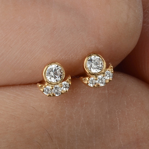 Última colección Pendientes de diamantes de oro de 14K Piedra preciosa natural de hermoso diseño Disponible Precio al por mayor 10K/18K Producible - Product Image 5