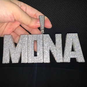 Personalizado VVS diamante nombre colgante Hip Hop Iced Out Vvs laboratorio creado diamante letra inicial cadena colgante hombres mujeres joyería - Product Image 3