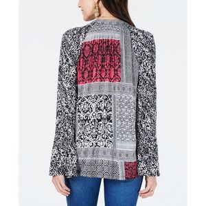 Top Gotico Co Petite con Ricamo Floreale, Nappine e Maniche a Campana, Fiocco, Stampa Floreale Autunnale, Taglia XL P/M, in Poliestere Lavorato a Maglia - Product Image 2