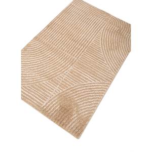 พรมขนสัตว์และไหมไผ่ถักมือสีเบจและสีน้ำตาลลายแอ็บสแตรกต์รูปทรงสี่เหลี่ยมผืนผ้าสำหรับห้องนั่งเล่นและทางเดิน รุ่น Esk-345 - Product Image 2