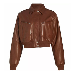 Blouson d'aviateur en cuir personnalisé avec impression de broderie de logo Hommes Femmes Hiver Décontracté Streetwear Fournisseur de vêtements d'extérieur OEM - Product Image 1
