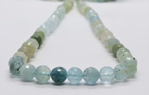 High Luster Well Shaped Natural Multi <b>Aquamarine</b> Faceted Round Beads with Uniform Size Hand Cut Beads for Custom Jewelry Work - Product Image 6