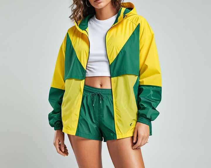 Sexy Sporty Windbreaker Color-block Long Sleeve Jacket And Short Skirt Set For Women SAJ-0008