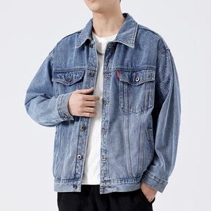 Chaqueta vaquera con logotipo bordado impreso personalizado de alta calidad para hombre, ropa de calle de primavera, chaqueta vaquera fina de algodón con logotipo frontal - Product Image 2