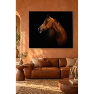 Retrato de Caballo Castaño Fida sobre Lienzo con Fondo Negro - Product Image 5