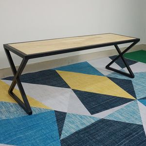 Modern Industrial X-Shaped Patio/Garden <b>Bench</b> (120x40x45cm)-Solid <b>Wood</b>/Metal - Product Image 6