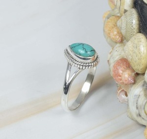 แหวนเงินสเตอร์ลิง925แฟชั่นผู้หญิงทำด้วยมือเครื่องประดับที่สัญญาด้วยโรเดียมสีเขียวขุ่นทองแดง - Product Image 3