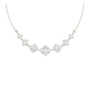 Pendentif CLARA en argent sterling 925 plaqué rhodium avec 7 pierres, chaîne géométrique, diamant en or blanc, zircon, cadeau pour femmes et filles - Product Image 1