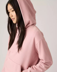 เสื้อสเวตเตอร์แบบสวมหัวโอเวอร์ไซส์วินเทจของผู้หญิงเสื้อสเวตเตอร์แบบสวมหัวเปิดไหล่แขนยาวผ้าฟลีซผ้าฝ้ายด้านหน้าของโรงงานโพลีเอสเตอร์ - Product Image 4