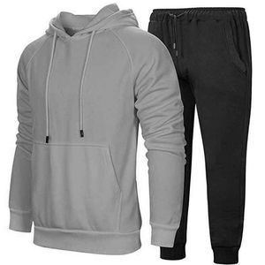 Fabricant de survêtements streetwear deux pièces pour hommes, sweat-shirt à capuche et jogging en molleton épais avec logo personnalisé - Product Image 1