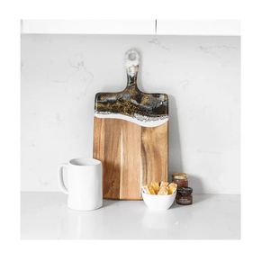 Planche à découper en bois et résine Résine verte personnalisable Planche de service de cuisine en bois d'acacia Planche à découper de qualité supérieure - Product Image 6
