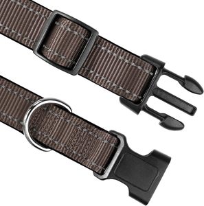 Collar de nailon barato clásico personalizado para perros, hebilla ajustable de plástico, correas de nailon antideslizantes de primera calidad para collar de perro, Color gris - Product Image 3