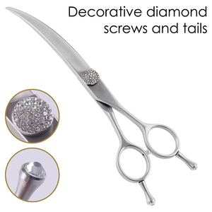 Ciseaux de toilettage de qualité chirurgicale Finition satinée Vis fantaisie Ciseaux de toilettage pour chiens incurvés avec double repose-doigt - Product Image 5