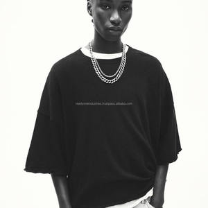 Alta calidad Unisex 300 Gsm algodón peso pesado camiseta de gran tamaño liso negro camisetas de gran tamaño impresión personalizada camiseta para hombres - Product Image 4