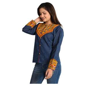 Designer Handmade Denim <b>Jacket</b> Boho <b>Hippie</b> Short Denim <b>Jacket</b> for Women, Stylish Bohemian Outerwear - Product Image 6