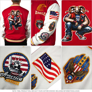 Veste universitaire de baseball de haute qualité à prix d'usine bon marché avec patchs de broderie personnalisés Collage au Pakistan - Product Image 5