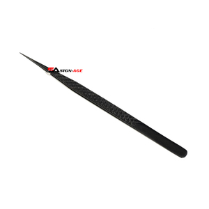 Pinzas para pestañas con agarre de diamante de 90 grados de alta calidad, aplicador de belleza de etiqueta privada de acero inoxidable con Plasma negro probado a mano - Product Image 6