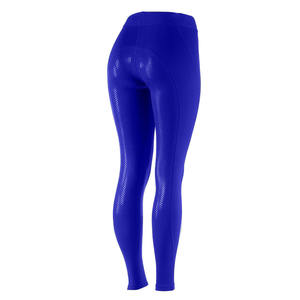 Collants d'équitation personnalisés bleus à siège intégral pour femmes Culottes d'équitation respirantes anti-humidité durables pour chevaux en cuir OEM - Product Image 2