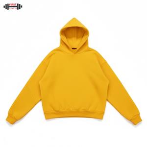 Luxe 100% coton polaire hiver sweats à capuche unis haute qualité col rond Logo vierge personnalisé en relief hommes 300gsm - Product Image 1