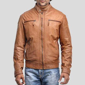 Top Design hommes 100% haute qualité en cuir véritable veste d'hiver col montant imperméable coupe-vent personnalisable manches longues - Product Image 1