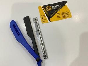 RTS <strong>High</strong> <strong>Quality</strong> Blue Straight <strong>Edge</strong> Barber <strong>Razor</strong> for Men Durable Plastic Handle with Slide-out Stainless Steel <strong>Blade</strong> - Product Image 3